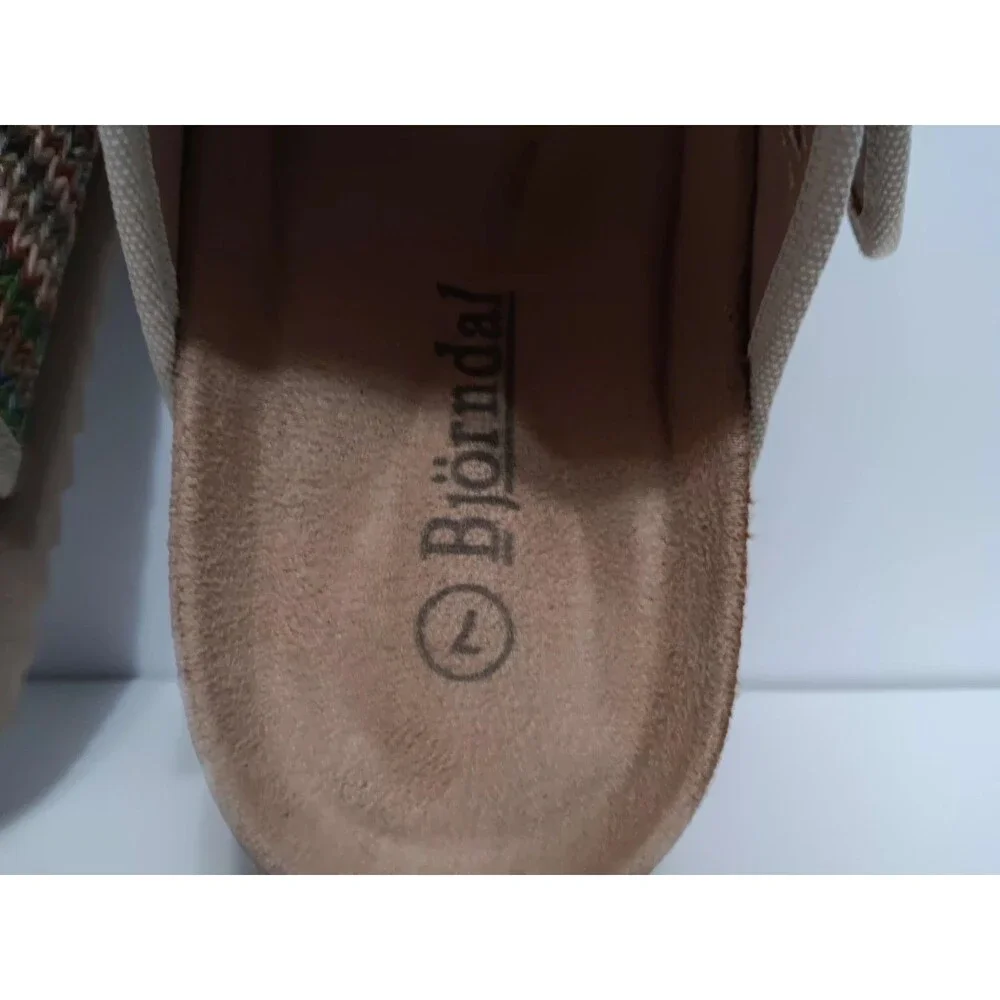 Bjorndal Anne Marie Woven Footbed Sandals Multicolored Strap Corked Sole Sz 7M